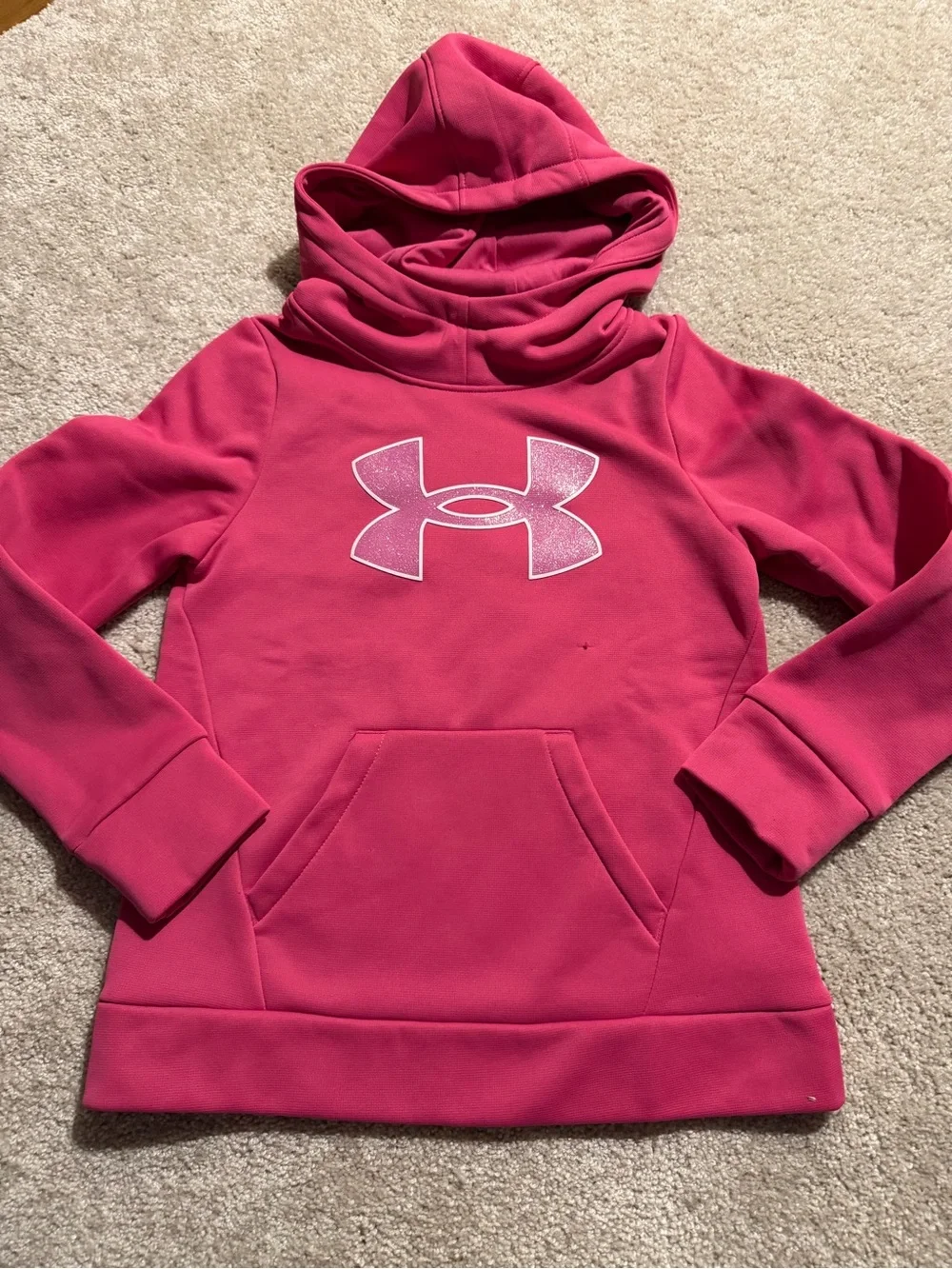 Under Armour Girls' Hot Pink Glitter Logo Hoodie